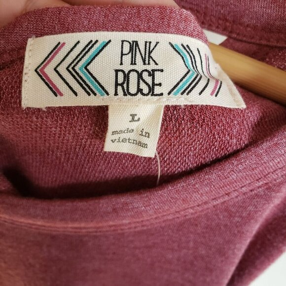 Pink Rose Cold Shoulder Long Sleeve Top Soft Knit Keyhole Back Women's Large NEW - Picture 2 of 10